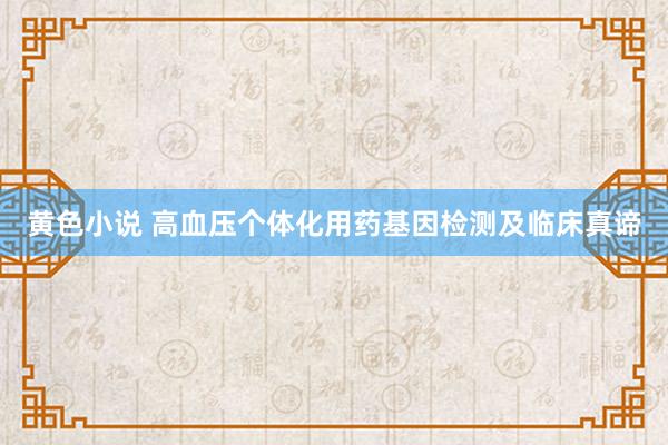 黄色小说 高血压个体化用药基因检测及临床真谛