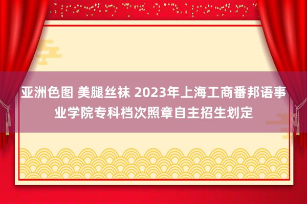 亚洲色图 美腿丝袜 2023年上海工商番邦语事业学院专科档次照章自主招生划定