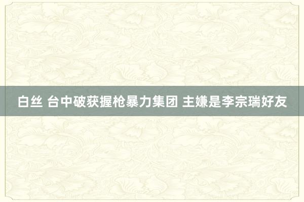 白丝 台中破获握枪暴力集团 主嫌是李宗瑞好友