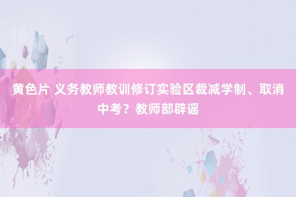 黄色片 义务教师教训修订实验区裁减学制、取消中考？教师部辟谣