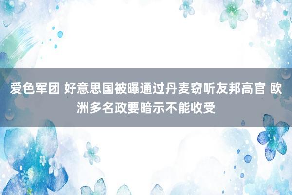 爱色军团 好意思国被曝通过丹麦窃听友邦高官 欧洲多名政要暗示不能收受